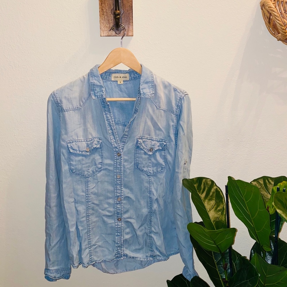 -Cloth & stone denim button down shirt